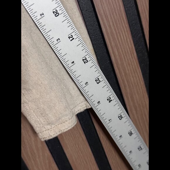 Blank NYC Moto Jacket Small Womens Beige Black Leather Linen Blend Biker - Picture 6 of 11